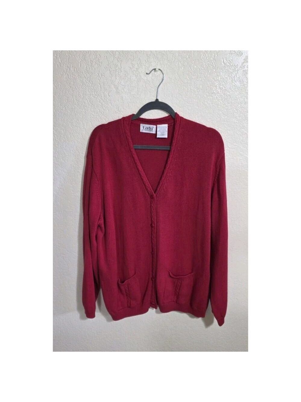 Tabi International Red Sweater Vintage Button Down Cotton Women's XL